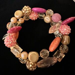 Fun & cute pink beaded coil bracelet